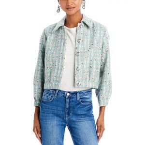 L'AGENCE Women's Bridges Crop Jacket Neutral Sage Multi Tweed 1727TWR Size 2